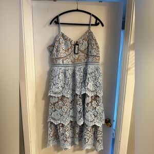 Boohoo light blue midi dress